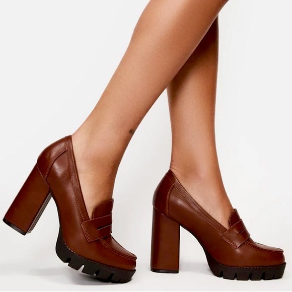 Dolls Kill Shoes - Dolls Kill Dark Academia Brown Platform Loafers Sz. 8 NWT